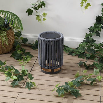 Sawara Modern Minimalist Faux Rattan Integrated Indoor/Outdoor LED Solar Powered Lantern